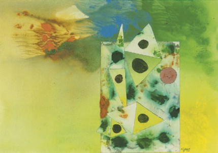 Abstract in yellow and green