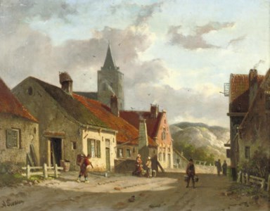 Daily activities in a sunlit Dutch town