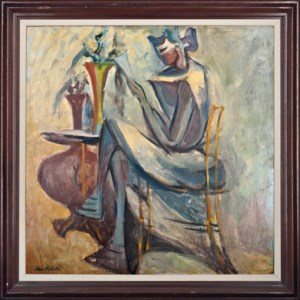 Lady on yellow chair