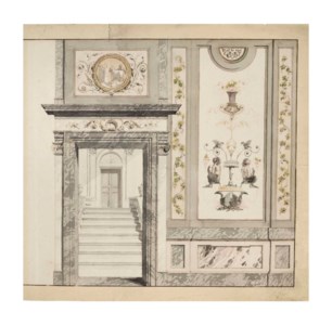 Design for an interior with a staircase