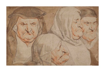 Four grotesque heads