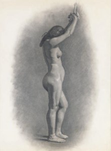 Study of a female nude; together with a companion drawing and a companion painting
