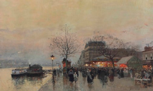 A street fair on the banks of the Seine