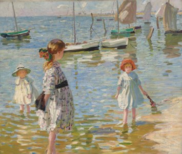 Children paddling on the sea shore