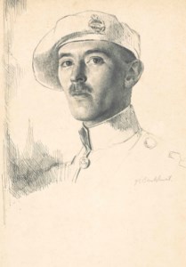 Portrait of a gentleman, bust-length, in a high-collared uniform and a beret