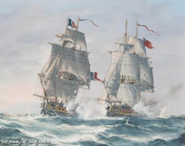 The engagement between H.M.S. Dryad and the French frigate Prosperine , 13 t h June 1796
