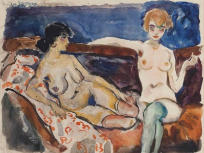 Two models on a sofa