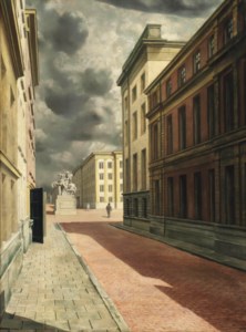 Straat met standbeeld