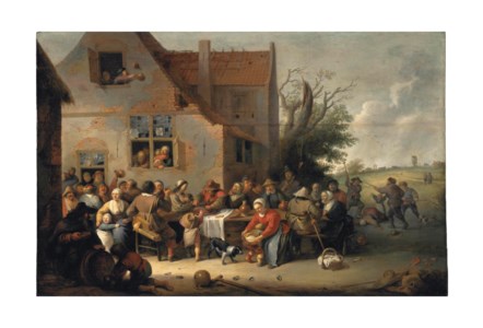 Peasants making merry outside an inn