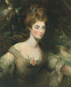 Portrait of Elizabeth, Lady Croft (1754-1815), half-length, in a white dress, in a wooded landscape