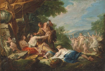 A bacchanal with Pan and the Triumph of Silenus beyond