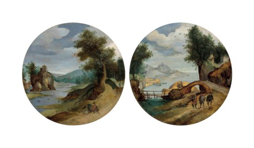 A river landscape; and A coastal landscape