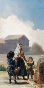 Francisco de Goya y Lucientes, A Woman and two Boys by a fountain - a sketch