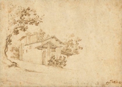 A farmhouse among trees