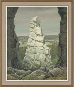 Ekarenniondi, a Huron Indian worshipping stone, Canada; Sundown; Embers; and Jagged rocks