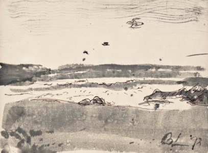 SEAGULLS FLYING OVER PORTHMEOR BEACH, ST. IVES