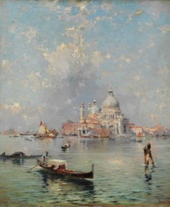 Gondolas in front of the Santa Maria della Salute, Venice