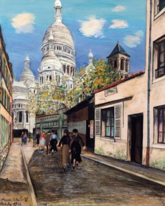Maurice Utrillo, Rue du Chevalier de la Barre, Les coupoles du Sacré-Cœur et le clocher de Saint-Pierre de Montmartre