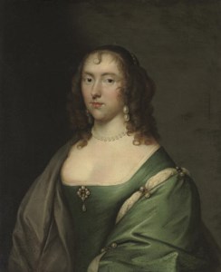 Portrait of Lady Lucy Pelham (d.1685), half-length, in a blue dress with pearl ornaments, and a grey wrap