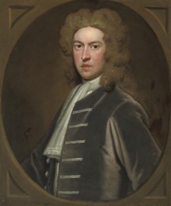 PORTRAIT OF SIR THOMAS PELHAM OF LAUGHTON, 1ST BT. (1653-1756), BUST-LENGTH, IN A GREY COAT, IN A FEIGNED OVAL