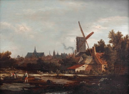 A view of the bleaching fields and ramparts of Haarlem