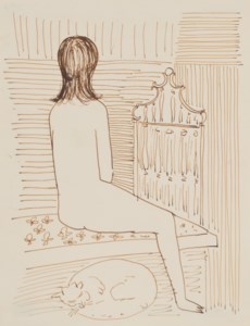 Nude girl and cat; Heather asleep in Paris; and Two women
