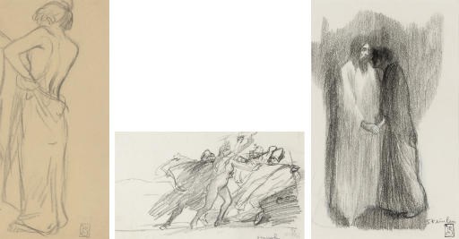 Femme nue (recto); Études de visage (verso)