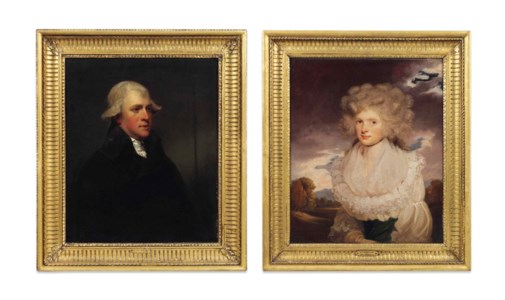 Portrait of Rev. John Granville, half-length, in a black coat and white stock; and Portrait of Mrs Granville, half-length, in a landscape