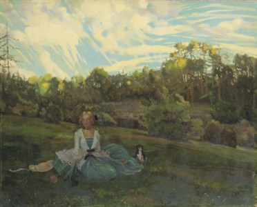 Konstantin Andreevich Somov, A girl in an evening landscape