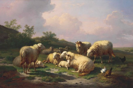 Sheep and Chickens in a Landscape