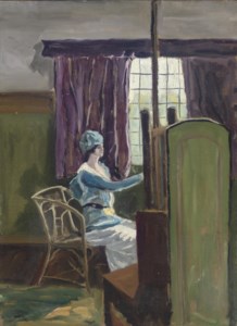 Interior of a Studio, Lady Kitty Somerset at an easel