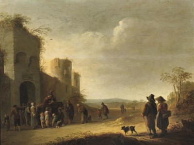 An Allegory of Charity: Saint Martin dividing his cloak outside the walls of a town