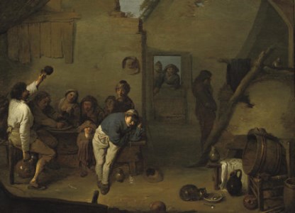 Boors eating and drinking in an interior
