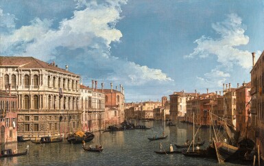 Venice, The Grand Canal, looking north-west, with the Palazzo Pesaro, Palazzo Foscarini, and the pinnacle of San Stae, to the left, with the Palazzo Vendramin-Calergi and San Marcuola, to the right
