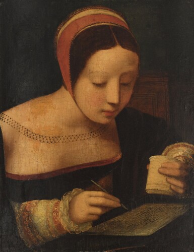 A lady writing a letter