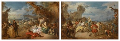 A military encampment with troops at rest (La Paix); The departure of the troops (La Guerre)