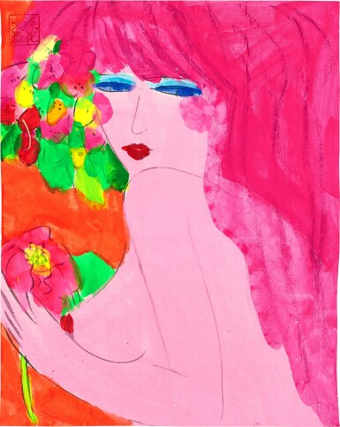 Walasse Ting 丁雄泉 | Nude with flowers 裸女與花