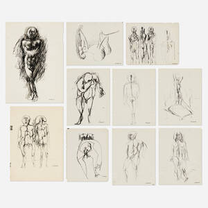 Collection of ten figure drawings