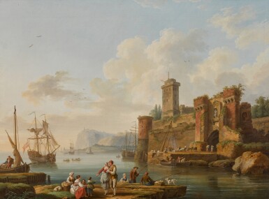 Italian costal scene with fisherfolk