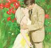 Embrace by the rose bush