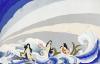 Mermaids in swirling waves