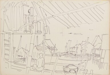 Chen Wen Hsi 陳文希 | Sketch of kampong scene  甘榜風光