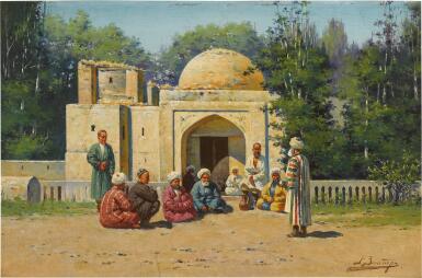 By a Mosque, Turkestan