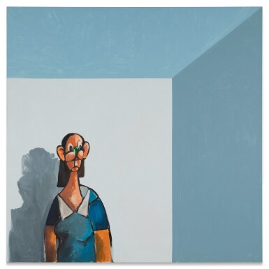 George Condo, Existential Traveler (Girl in Blue Box)