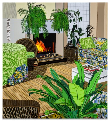 Jonas Wood, Interior with Fireplace