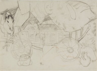 Planwagen mit Pferd und Zigeunerin (Covered Cart with Horse and Gypsy Woman) 
