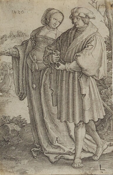Man and Woman Walking in a Landscape