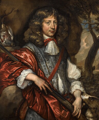 Portrait of a gentleman with a rifle and a hunting dog