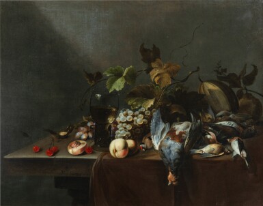 Still life with a dead bird and fruits | Nature morte à l’oiseau mort et aux fruits