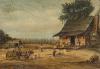 Farm Scene with Figures at a Cabin